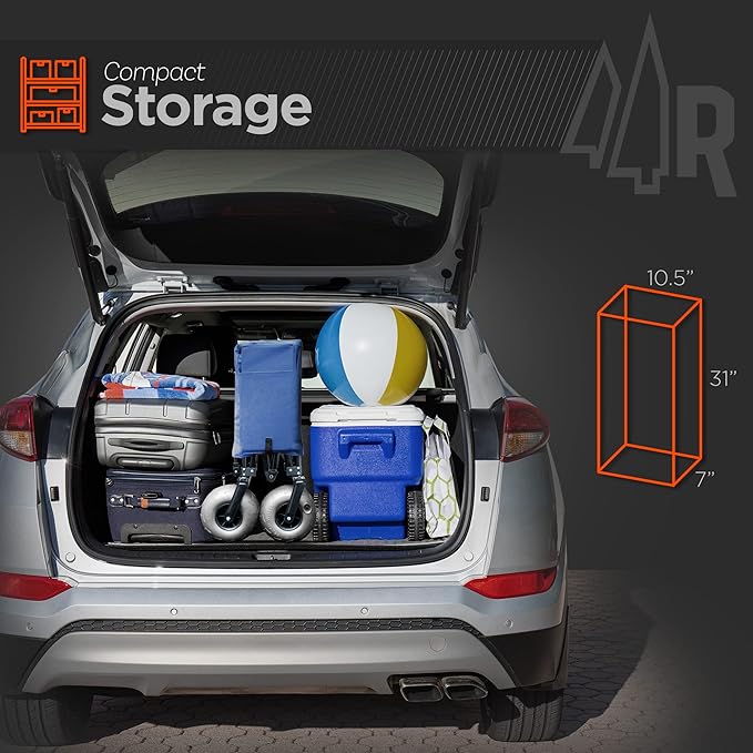 Beach Wagon with Big Wheels for Sand - All Terrain Steel Frame Utility Cart with 9" Pneumatic Tires, Collapsible Folding Design (Sand Warrior RX800)
