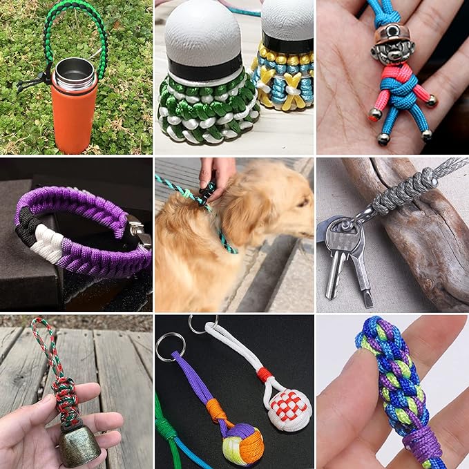 24 Colors 10 Feet Paracord Cord Multifunction Paracord Ropes 550lb Survival Paracord Random Combo Crafting Kit, for Making Lanyard, Bracelet, Dog Collar, Idea for Gift