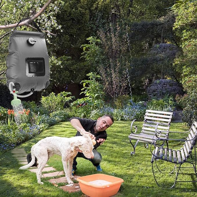 Solar Shower Bag | 5 Gal/20L Solar Heating Camping Shower Bag | Removable Hose | On-Off Switchable Shower Head | Ducha Portatil | Traveling Shower | Portable Shower for Beach Swimming, Hiking