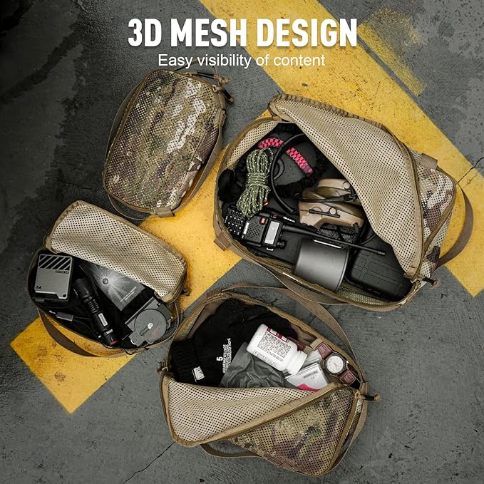 4 Set Tactical Packing Cubes ,Compressible Mesh Duffle Storage Bag,Portable Edc Molle Pouch Organizer.