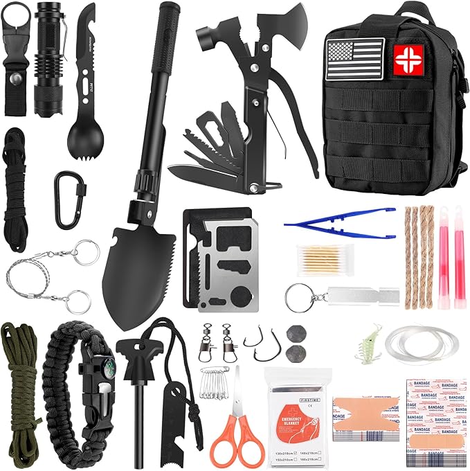 Survival kit, 310PCS Survival Gear and Equipment,Gifts for Christmas Men Women Teenagers,Survival Kit, Emergency for Camping Hiking Fishing