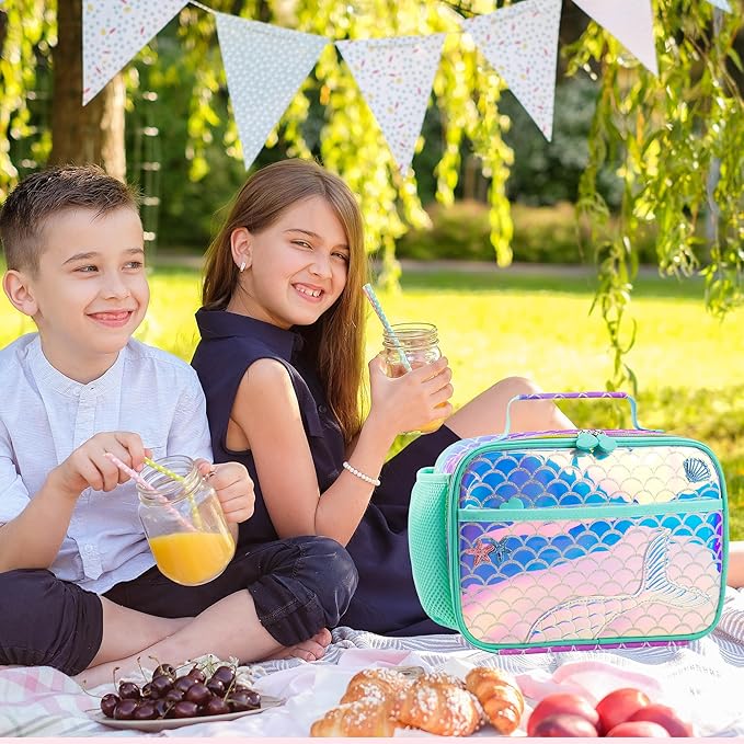 RLGPBON Kids Lunch Box,Insulated Lunch Bag for Girls,Lunch Bag Toddler Teen,School Daycare Cute Travel bags