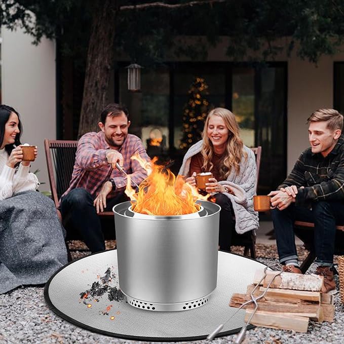 5-Layer Fire Pit Mat 47in Compatible with Solo Stove Bonfire Fire Pit, Esay to Clean Under Grill Mats for Outdoor Grill to Protect The Deck, Patio, Pavers