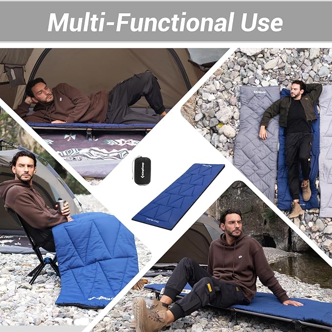 KingCamp Cot Pad Topper for Camping, Soft Warm Non-Slip Cot Mattress, Comfortable Lightweight Sleeping Mat for Outdoor & Indoor, Picnic, Hiking, Backpacking, Yoga