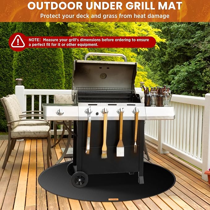 36" Round Fire Pit Mat - Fireproof Deck Patio Protector Mat,4 Layer Waterproof Oil-Proof Under Grill Mat,Firepit Protection Rug,Fire Pit Mat for Deck Fireproof,for Outdoor Grass Grill Accessories