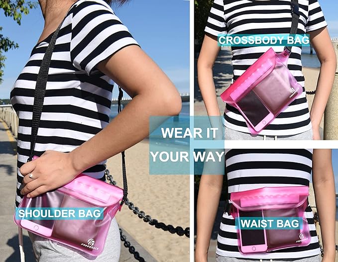 Waterproof Pouches with Waist Strap / Pouch Case Bundle Set- Keep Your Phone & Valuables Dry and Safe - Waterproof Dry Bags for Boating Swimming Snorkeling Kayaking Beach Water Parks Pool