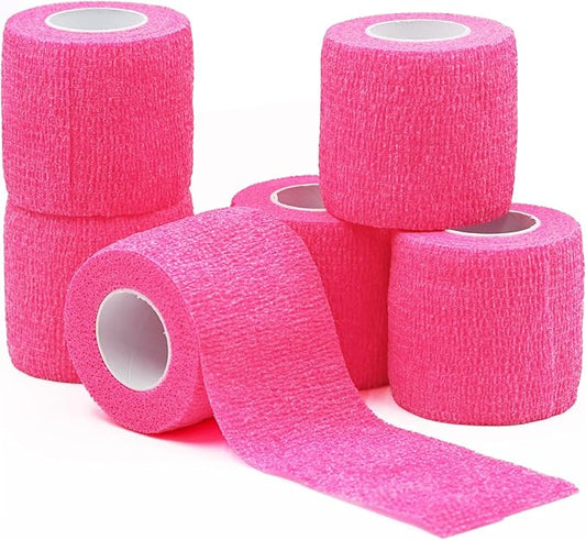 Bandages First Aid Tape Cohesive Bandage First Aid Bandages Cohesive Wrap Adhesive Bandage Self Adherent Cohesive Wrap Bandages Colorful Bandages (Bright Pink, 2-Inch)