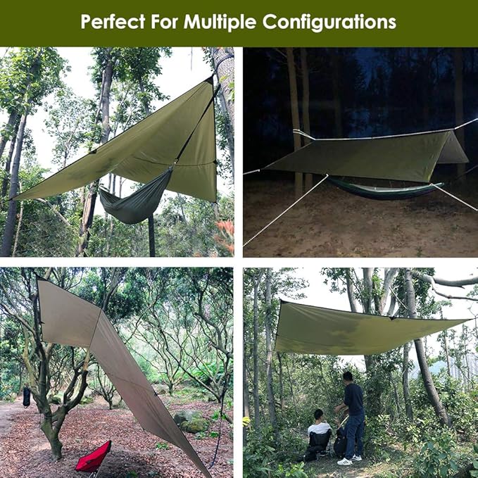 Sunyear Hammock Camping with Rain Fly Tarp and Net, Portable Camping Hammock Double Tree Hammock Outdoor Indoor Backpacking Travel & Survival, 2 Tree Straps,100% Waterproof