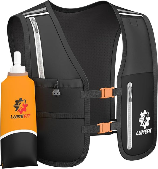 LUMEFIT Running Vest Phone Holder - Hydration Vest with Water Bottle- Reflective Vest for Men and Women- Running Hydration Vest Waterproof Phone Pouch