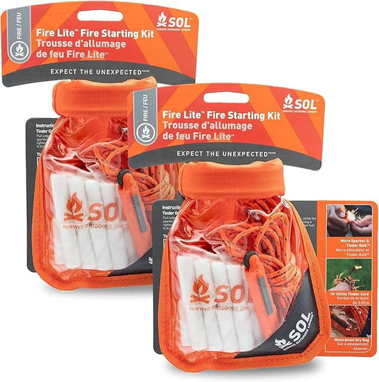 S.O.L. Survive Outdoors Longer Survival Fire Lite Kit & Dry Bag - (Pack of 2)