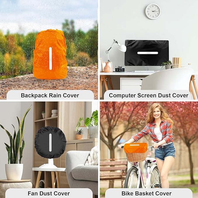 LAMA 2 Pack Waterproof Rain Cover for Backpack, Reflective Rucksack Rain Cover for Anti-dust/Anti-Theft/Bicycling/Hiking/Camping/Traveling/Outdoor Activities (1 Pcs Black + 1 Pcs Orange, L)