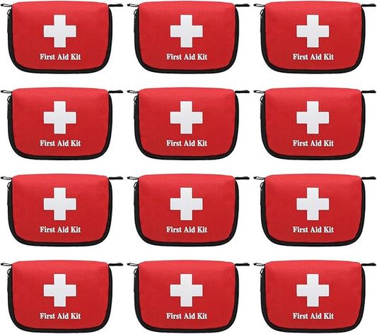 Faylapa 12Pcs Mini Empty First Aid Bag, 5.5x3.5x1.5 inches Travel Pouch Bag for Travel, Car, Home, Office, Camping, Outdoor (Bag Only)