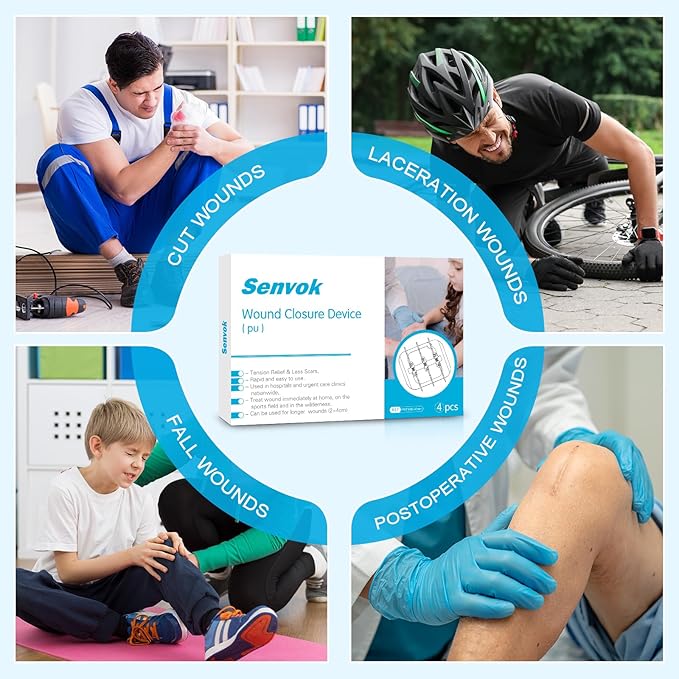 Wound Closure Strips - 4 Pcs Butterfly Bandaids Extra Large Emergency Laceration Closures Kits Bandages for Big Wound Care, Hospital Grade Rapid Skin Closure for Home, Outdoor