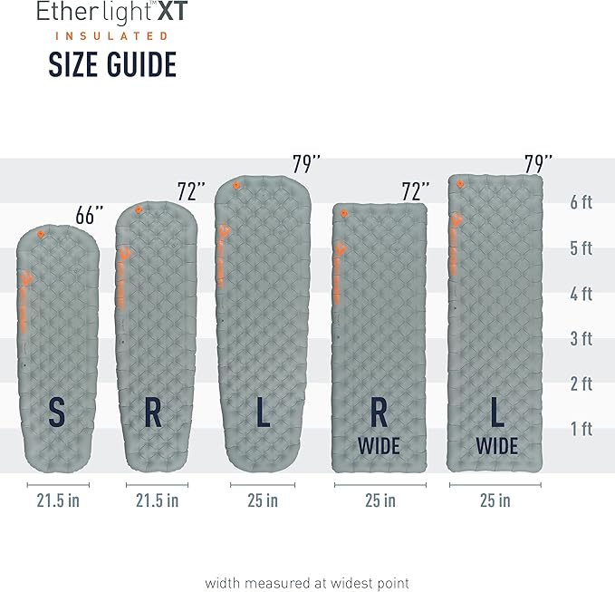 Sea to Summit Ether Light XT Extra-Thick Insulated Sleeping Pad, Tapered - Regular (72 x 21.5 x 4 inches)