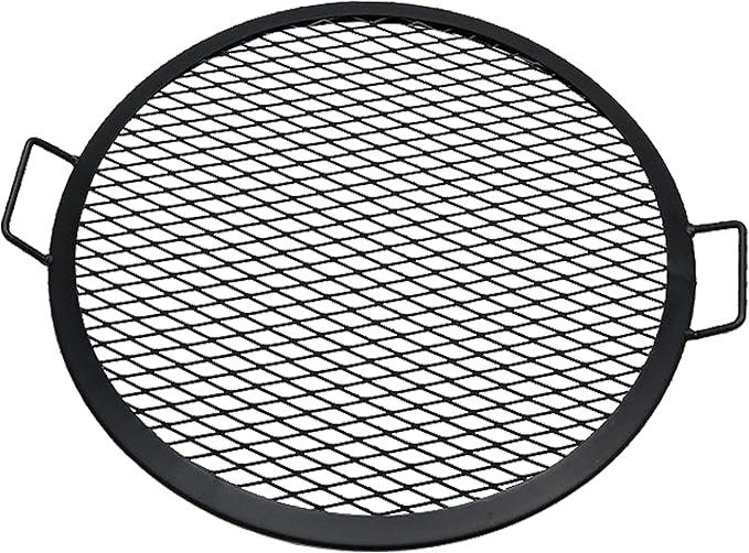 Sunnydaze X-Marks Fire Pit Cooking Grate - Outdoor Round Black Steel BBQ Campfire Grill with Handles - 22-Inch