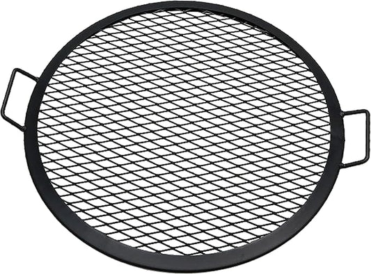 Sunnydaze X-Marks Fire Pit Cooking Grate - Outdoor Round Black Steel BBQ Campfire Grill with Handles - 22-Inch