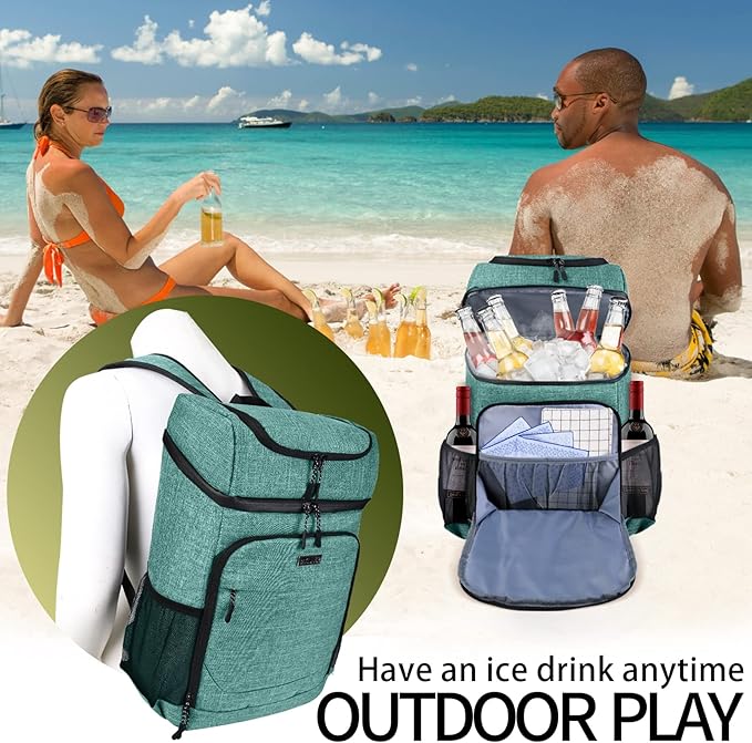 BAGLHER Lightweight Insulated Cooler Backpack - 30 Cans, Leak-Proof for Lunch, Picnic, Hiking, Camping Trips