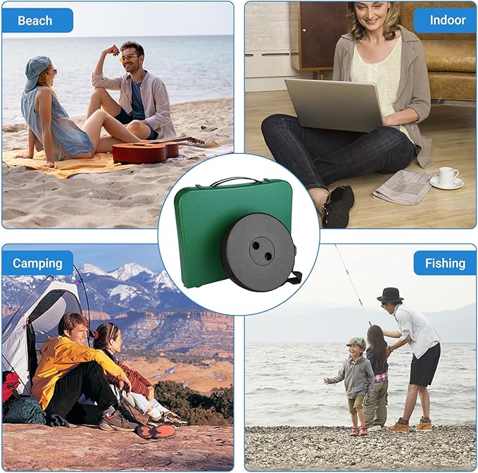 Portable Folding Table and Stool Set, Lightweight Foldable Table & Collapsible Stool for Camping Picnic Beach Fishing, Sturdy Small Outdoor Table with Mesh Layer Storage