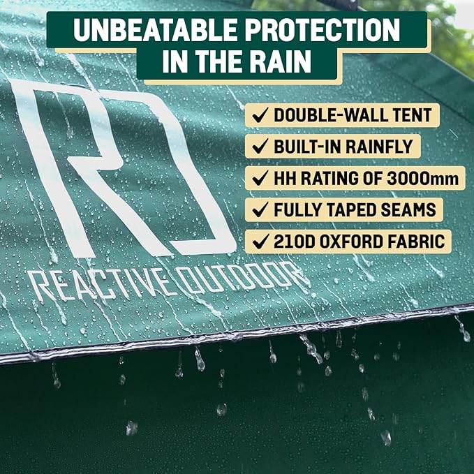 Reactive Outdoor Tent - 3 Second Tent - 3 Sec Instant Pop Up Tent - Easy and Quick Setup Camping Tent - 1 Person Setup Waterproof Double Layer Outdoor Camping Tent