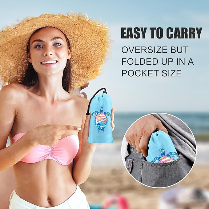 Large Beach Blanket Waterproof Sandproof 79"x 83" for 1-4 Adults,Quick Drying Beach Mat,Lightweight & Durable,Beach Essentials for Family Beach Camping Travel Picnic(2pcs)