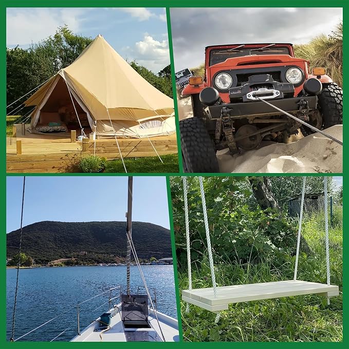 5/8 in 150 FT Braided Rope 8600 LBS Breaking Strength High Force Polyester Rope Suitable for Swing Camping Tree Work White Red