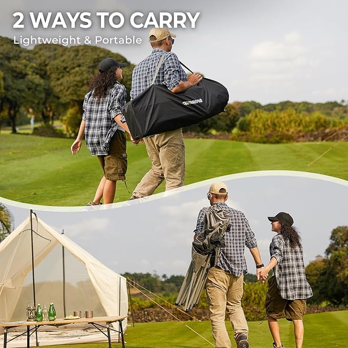 FUNDANGO Oversized Double Camping Chair, 2 Person Folding Padded Loveseat for Adults,660lbs Heavy Duty Chair with Arm Cup Holder for Outdoor Patio Lawn Camp with Carry Bag (Blue)