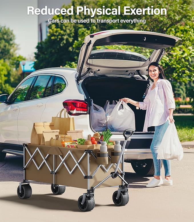 440Lbs Collapsible Wagon Cart with Big Wheels, Ideal for Beach, Camping, Garden, Sports & Transport