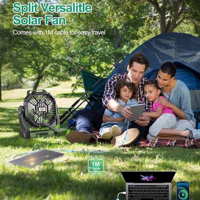 CONBOLA 25400mAh,Camping Fan, Portable Fans Rechargeable 9-Inch Battery Powered (180Hrs) LED Lantern, USB C Battery Beach Fan.