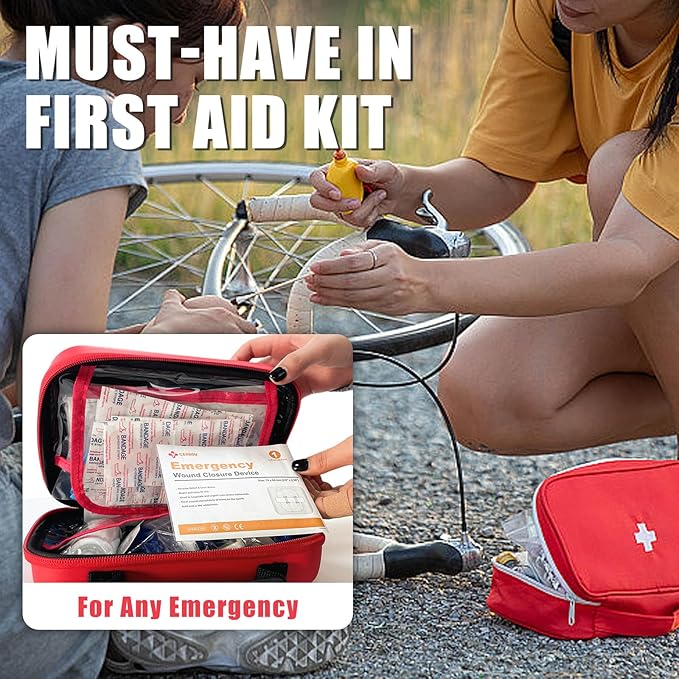 Carbou Emergency Wound Closure Strips - 4 Pcs - Zip Stitch Butterfly Bandaids - Laceration Closure Kit - Stitchless & Easy to Use