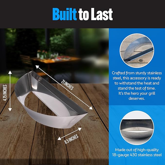 SnS Grills Patented Slow ‘N Sear Original Insert - Stainless Steel Charcoal Basket with Built-In Water Reservoir for Low ‘N Slow Smoking & Charcoal Grilling for Weber & Other Kettle Grills - 22 in