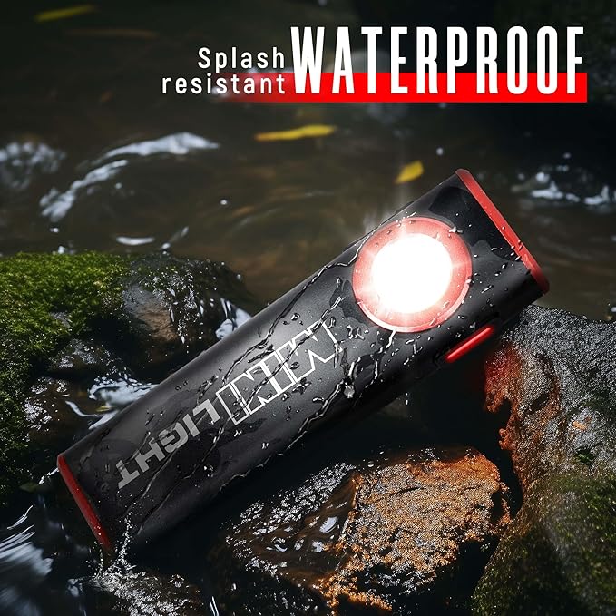 lexall 2 Pack LED Work Light, 1600 Lumens Mini Magnetic Flat EDC Flashlight with Clip, 3 Modes Portable Ultra-Light Bright Waterproof Pocket Light for Working, Camping, Repairing, Emergencies