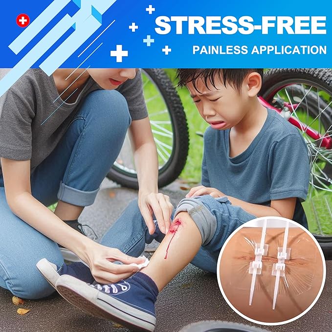 Zip Stitch Wound Closure Kit – 3 Set 12 Pcs Emergency Butterfly Bandages – No Stitch Laceration Closure Strips –Wound Sealing Kit for First Aid, Hiking, Survival