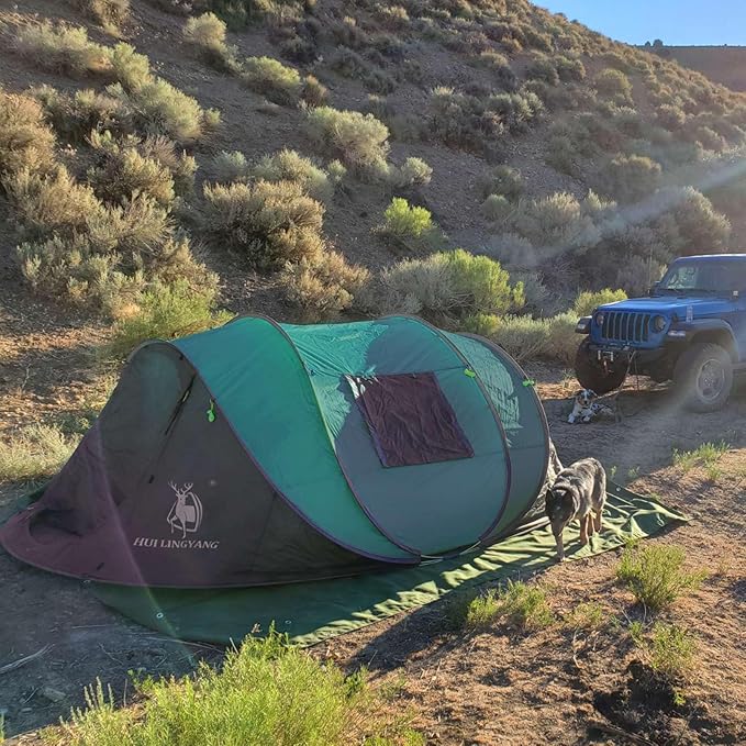 4 Person Easy Pop Up Tent,9.5’X6.6’X52'',Waterproof, Automatic Setup,2 Doors-Instant Family Tents for Camping, Hiking & Traveling