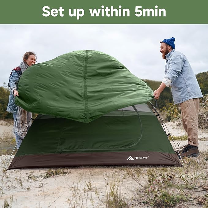 Forceatt Camping Tent 2 Person, Backpacking Tent Waterproof & Windproof, Ultralight Instant Tent with Rain Fly for Camping, Hiking, Outdoor