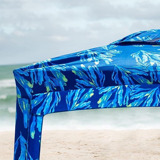 AMMSUN Beach Cabana, 6.2'×6.2' Beach Canopy, Easy Set up and Take Down, Cabana Tent with Sand Pockets, Instant Sun Shade with Side Wall, Blue Paint