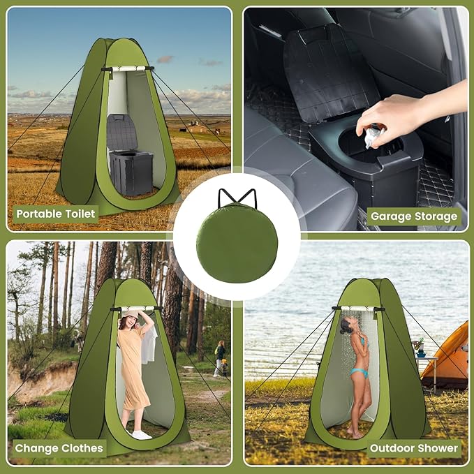 Portable Privacy Tent for Adults - Pop Up X Large Camping Toilet With 1 Roll Bags, 10 Pack Liquid Waste Gel - Folding Outdoor Changing Shelter