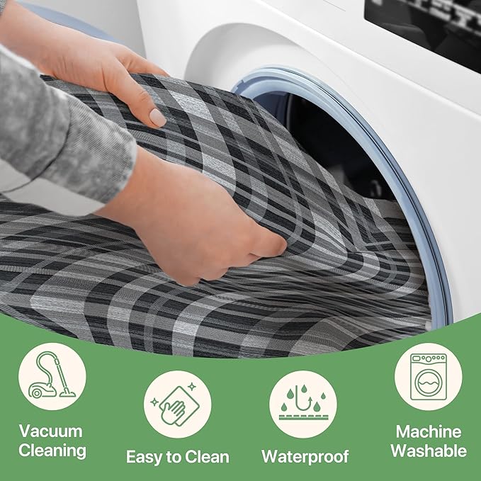 GENIMO Indoor Outdoor Area Rug 2.3'x3.6', Waterproof Non Shedding Front Door Mat, Easy Cleaning, Geometric Carpet for Patio, Porch, Entryway, Living Room, Balcony, Entrance, Bedroom, Black