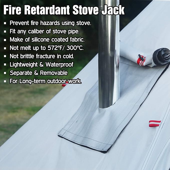 4 Persons 5lb Lightweight Tipi Hot Tents with Stove Jack, 7'3" Standing Room, Teepee Tent for Hunting Family Team Backpacking Camping Hiking