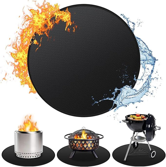48'' Fire Pit Mat for Solo Stove Bonfire, Double-Sided Fireproof Under Grill Mat Deck Patio Protector Pad, Round BBQ Mat for Solo Stove Accessories, Easy to Clean, Reusable