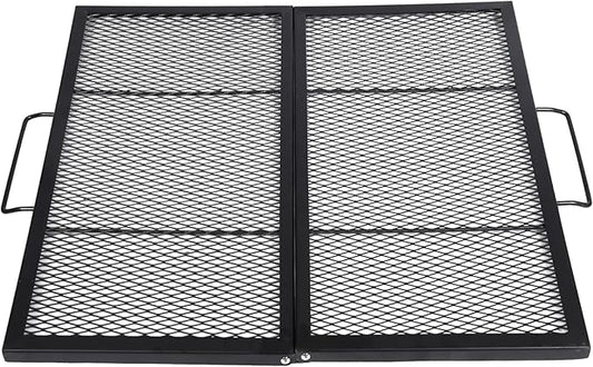 Lineslife Square Fire Pit Cooking Grill Grates, Folding Outdoor Campfire BBQ Grill Rack with Handles, Portable Outside Camping Gear Cookware and Accessory, 36 Inch