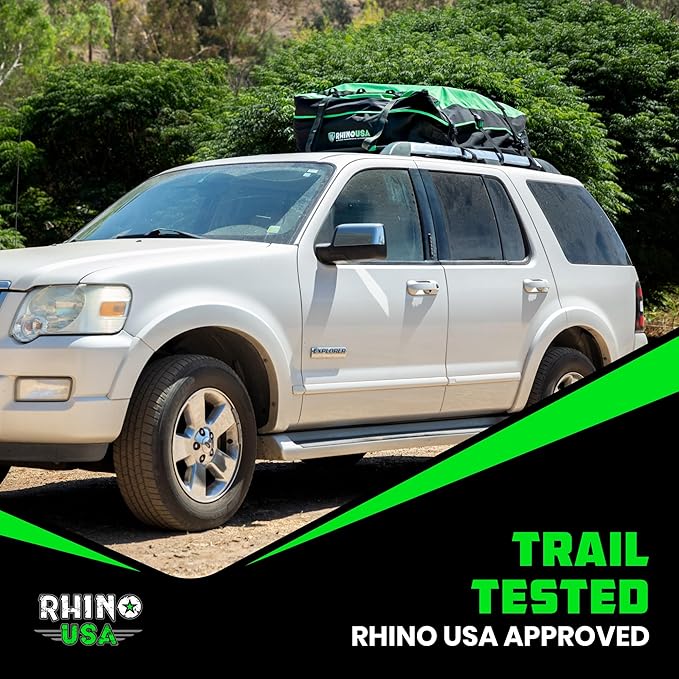 Rhino USA Rooftop Cargo Carrier for Car Storage (17.7 Cubic Feet) Heavy Duty Waterproof Roof Top Bag with Industrial Grade Zippers - Used for All Vehicle with/Without Rack Carriers - Lock Included