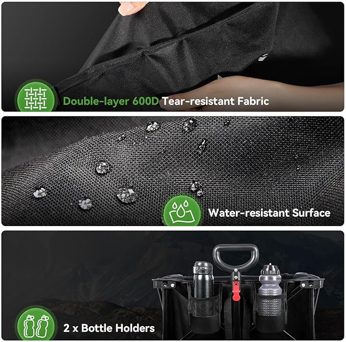 Hikenture Extended Collapsible Wagon, 500 LBS Wagons Carts Foldable, Heavy Duty Beach Wagon with Big Wheels for Sand, 300L Large Capacity Foldable Wagons, Utility Grocery Cart for Garden, Sports