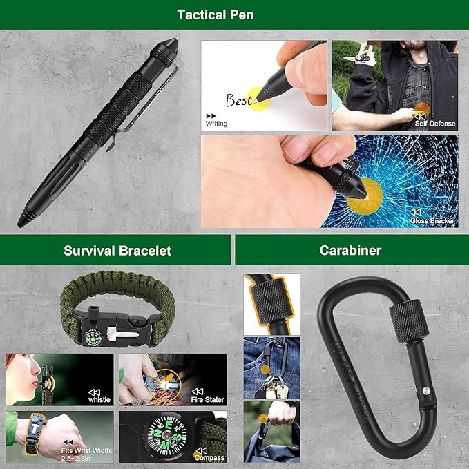Gifts for Men Dad Husband Boyfriend, 30 in 1 Survival Gear and Equipment, Emergency Survival Kit Camping Accessories, First Aid Kit for Camping Hiking Hunting Fishing