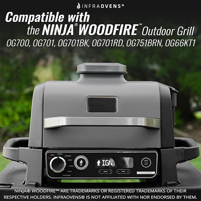 Stainless Steel Rack Set for Ninja Woodfire Outdoor Grill and Smoker with Waterproof Cooking Guide Accessory OG701 OG751 7-in-1 Wood Fire Electric Air Fryer Accessories, Dishwasher Safe by INFRAOVENS