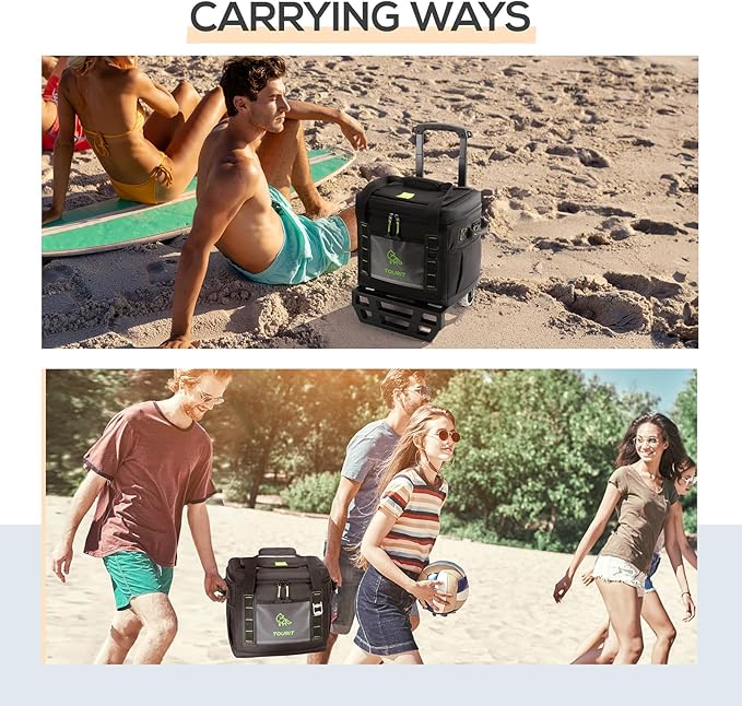 TOURIT Portable 50-Can Collapsible Rolling Soft Cooler with 29L Space & Reinforced All-Terrain Cart with Wheels Easy Transportation, Large Leakproof Travel Beach Ice Chest for Grocery Shopping