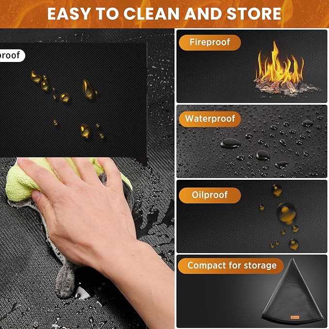36" Round Fire Pit Mat - Fireproof Deck Patio Protector Mat,4 Layer Waterproof Oil-Proof Under Grill Mat,Firepit Protection Rug,Fire Pit Mat for Deck Fireproof,for Outdoor Grass Grill Accessories