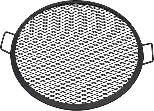 Sunnydaze X-Marks Fire Pit Cooking Grate - Outdoor Round Black Steel BBQ Campfire Grill with Handles - 24-Inch