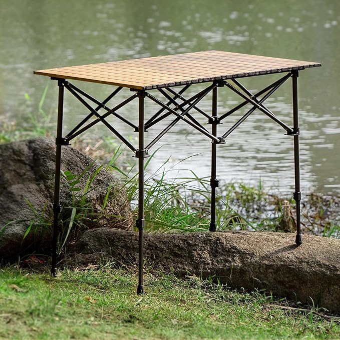 Camping Table Folding Camp Table Roll Up Surface Lightweight, Collapsible Height Adjustable Suitable for Picnic Adults with Carry Bag for Indoor Outdoor BBQ Picnic Gathering Patio