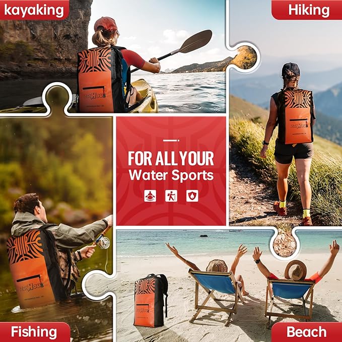 Waterproof Dry Bag with Roll Top - 25L /30L Waterproof Backpack for Kayaking, Swimming, Beach, Hiking