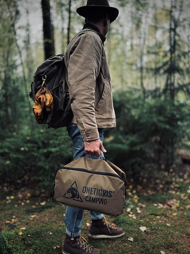 OneTigris SUPRANUBIS Camping Cot, Height Adjustable with Cot Leg Extenders, Strong Support 330lbs, Portable Folding Bed for Camping, Hiking, Travel, Truck, Beach, Office Nap (Ranger Green)